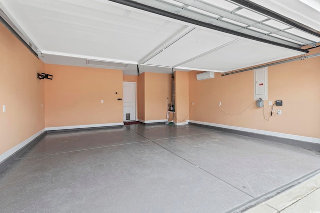 601 Seth Ln, Longs, SC 29568 - garage with baseboards, electric panel, and an AC wall unit