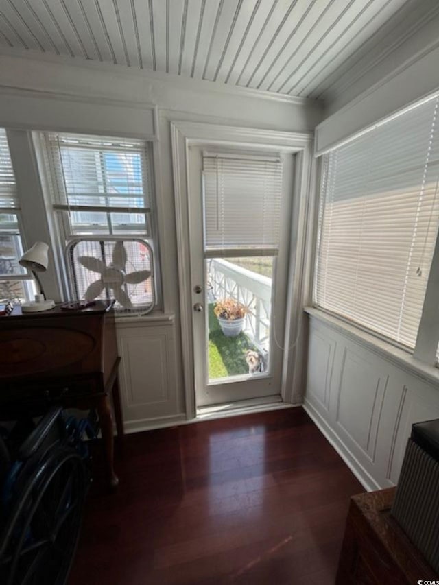 4396 Baldwin Ave Unit C-24, Little River, SC 29566 - doorway featuring dark wood-type flooring and wooden ceiling