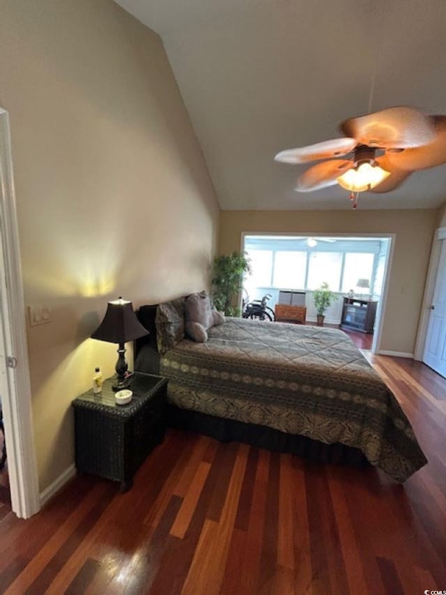 4396 Baldwin Ave Unit C-24, Little River, SC 29566 - bedroom featuring lofted ceiling, wood finished floors, a ceiling fan, and baseboards