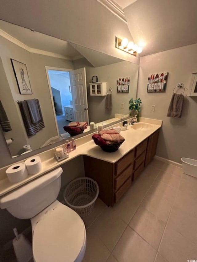 4396 Baldwin Ave Unit C-24, Little River, SC 29566 - bathroom with tile patterned flooring, toilet, vanity, baseboards, and ornamental molding