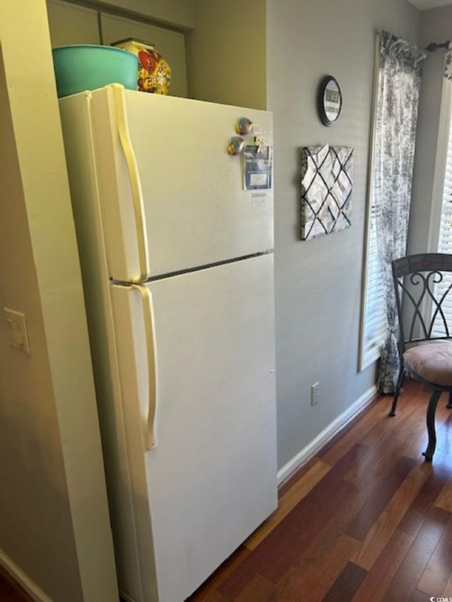 4396 Baldwin Ave Unit C-24, Little River, SC 29566 - kitchen featuring freestanding refrigerator, wood finished floors, and baseboards
