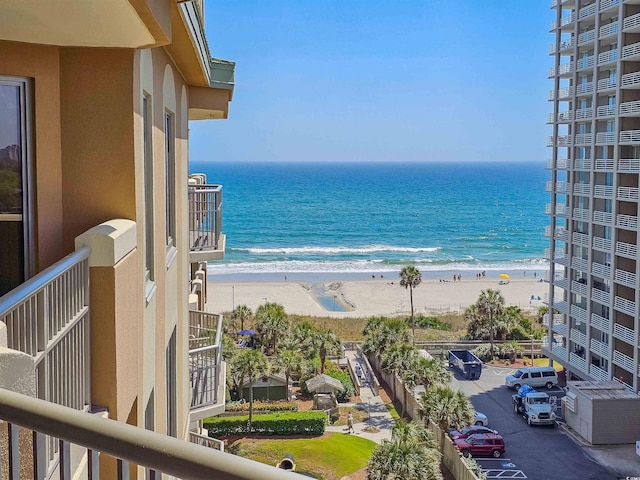 view of water feature featuring a beach view