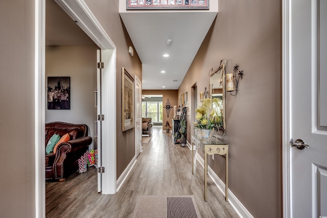 3613 Pitchers Pl, Little River, SC 29566 - hall with light wood-style flooring, baseboards, and recessed lighting