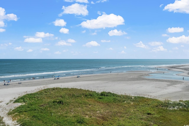 property view of water featuring a beach view