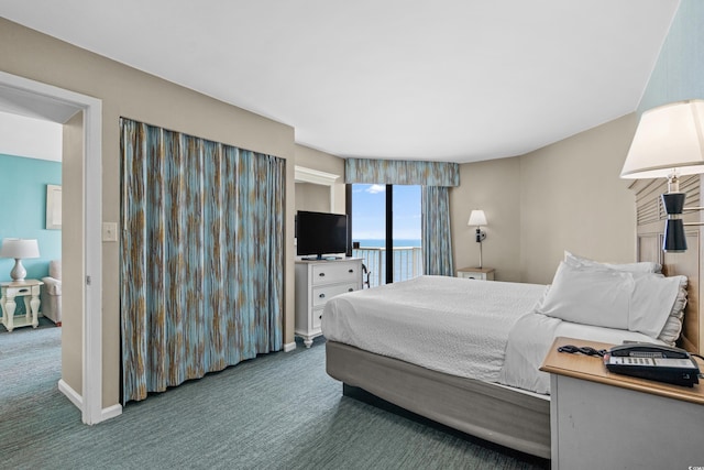 bedroom with baseboards and carpet floors