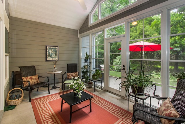 1406 Seabrook Plantation Way N, Myrtle Beach, SC 29582 - sunroom / solarium featuring lofted ceiling and ceiling fan