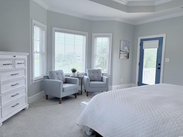712 Crystal Water Way, Myrtle Beach, SC 29579 - bedroom with crown molding, light colored carpet, and access to exterior