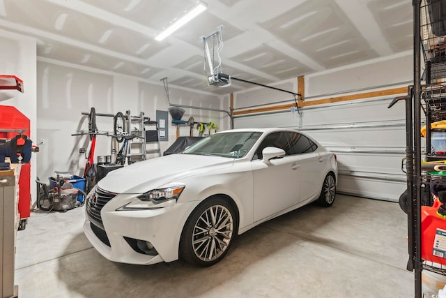 garage with a garage door opener