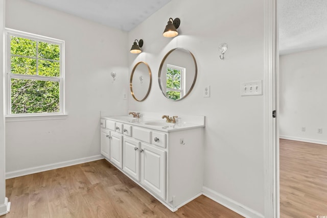 405 Emerson Dr, Myrtle Beach, SC 29579 - bathroom featuring wood finished floors, a sink, baseboards, and a healthy amount of sunlight