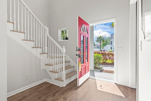 405 Emerson Dr, Myrtle Beach, SC 29579 - entryway with wood finished floors, baseboards, and stairway