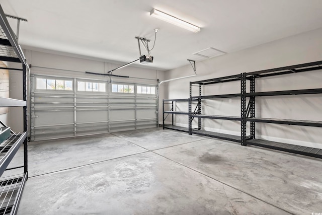 garage with a garage door opener