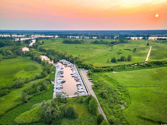 35 Red Skiff Ln Unit 35, Pawleys Island, SC 29585 - aerial view at dusk of view of marina and a view of rural / pastoral area