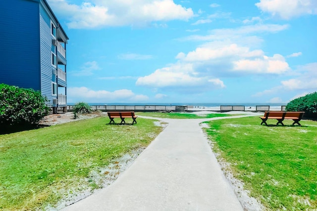 view of community featuring a lawn