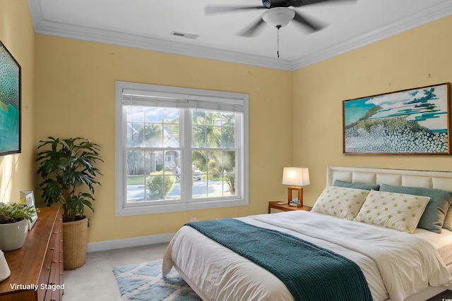 808 E Coast Ln, North Myrtle Beach, SC 29582 - carpeted bedroom with multiple windows, crown molding, and ceiling fan