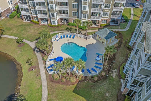 4891 Luster Leaf Cir Unit 301, Myrtle Beach, SC 29577 - drone / aerial view of a pool area and apartment complex