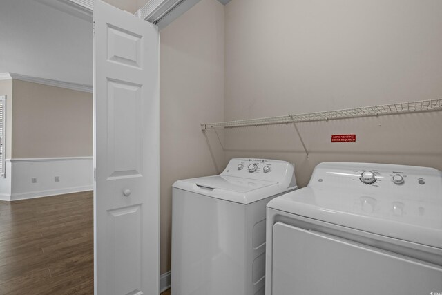4891 Luster Leaf Cir Unit 301, Myrtle Beach, SC 29577 - laundry room featuring independent washer and dryer and dark wood-style flooring