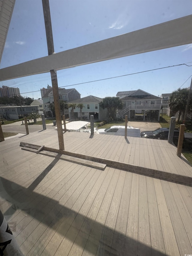 deck with a residential view