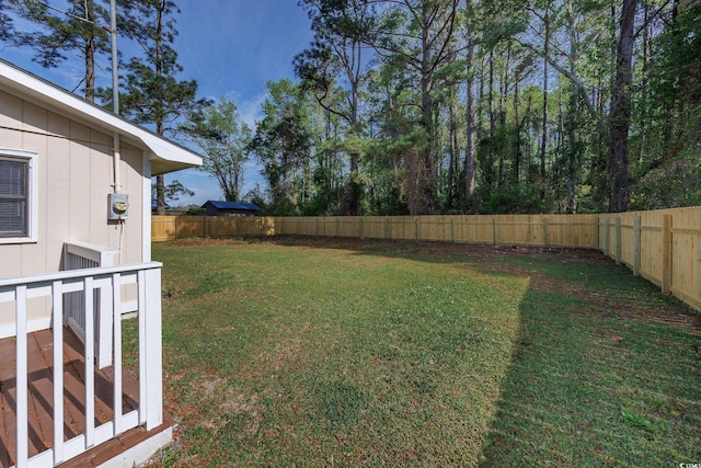 view of yard featuring a fenced backyard