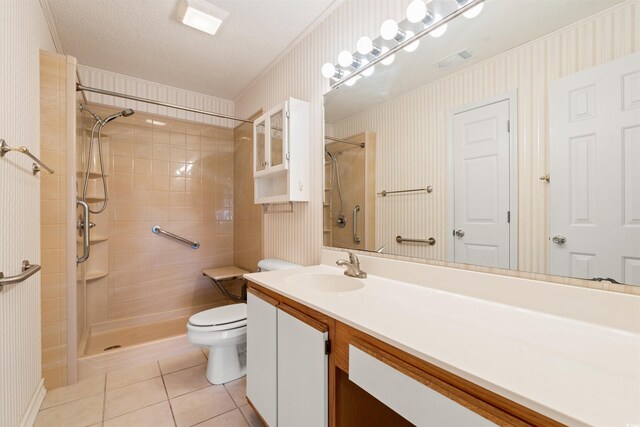 820 Fairway Dr Unit 1506Hh, Longs, SC 29568 - bathroom featuring tile patterned floors, toilet, vanity, a tile shower, and ornamental molding