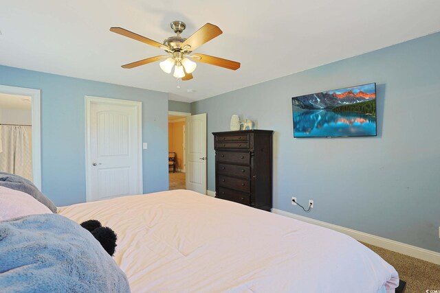 4017 Chalmers Ct, Myrtle Beach, SC 29579 - bedroom with baseboards, carpet flooring, and ceiling fan