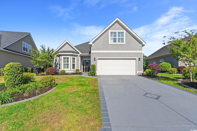 809 Covelo Ln, Myrtle Beach, SC 29579 - traditional home with a front yard, driveway, a garage, and stucco siding