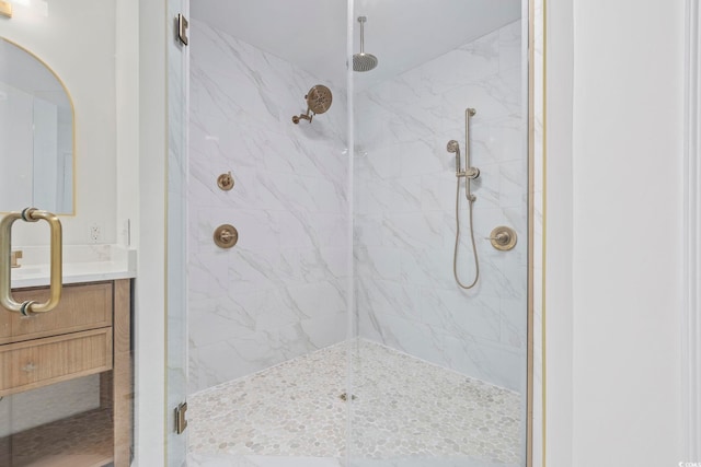 4100 Hagwood Cir, Conway, SC 29526 - bathroom with vanity and a marble finish shower