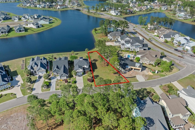 573 Starlit Way, Myrtle Beach, SC 29579 - aerial view of property's location featuring nearby suburban area, property parcel outlined, and a nearby body of water