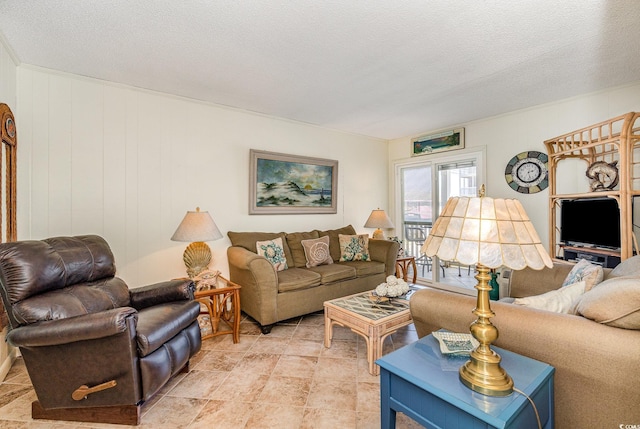 4201 N Ocean Blvd Unit 2H, North Myrtle Beach, SC 29582 - living area featuring a textured ceiling