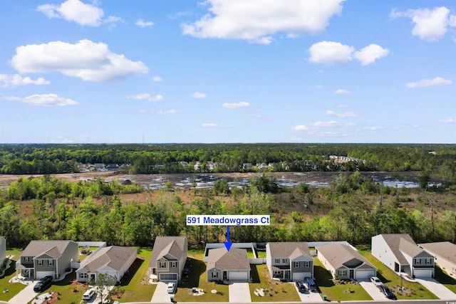 591 Meadowgrass Ct, Myrtle Beach, SC 29588 - bird's eye view with a forest view and a residential view