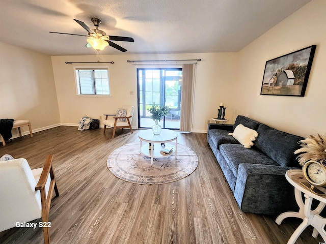775 Plantation Dr Unit 87, Little River, SC 29566 - living room featuring wood finished floors and ceiling fan