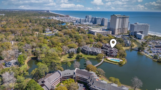 drone / aerial view of a large body of water