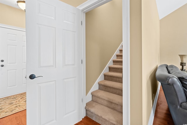2213 Gazebo Ct, North Myrtle Beach, SC 29582 - staircase with wood finished floors and baseboards