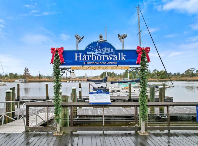 dock area featuring a water view