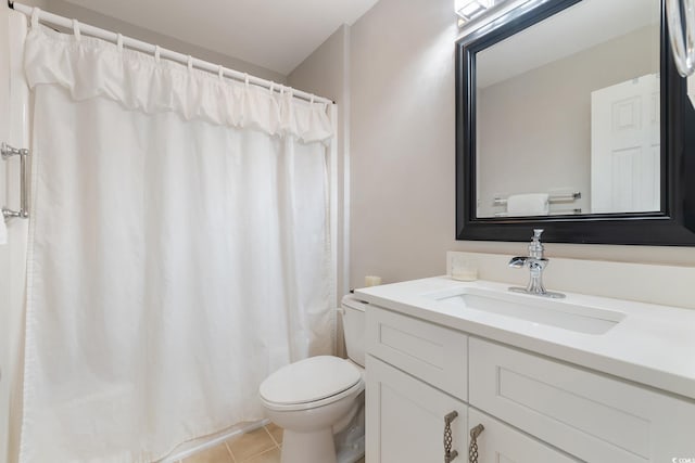 1752 Starbridge Dr, Surfside Beach, SC 29575 - bathroom featuring tile patterned flooring, curtained shower, vanity, and toilet