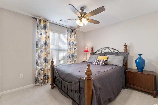 1752 Starbridge Dr, Surfside Beach, SC 29575 - bedroom featuring visible vents, baseboards, a ceiling fan, and carpet