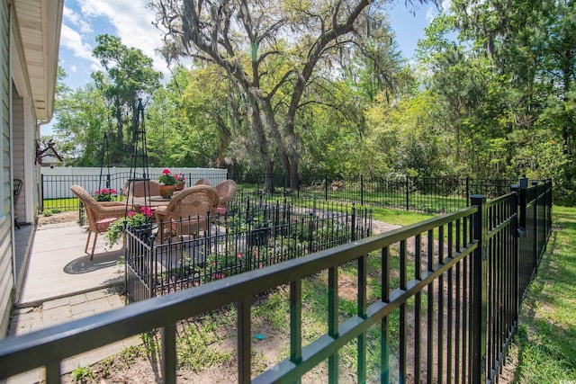 exterior space featuring a patio and a fenced backyard