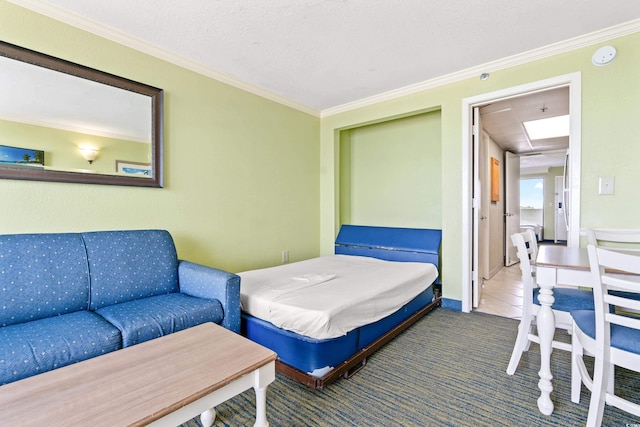 3000 N Ocean Blvd Unit 729, Myrtle Beach, SC 29577 - carpeted bedroom featuring crown molding and tile patterned floors