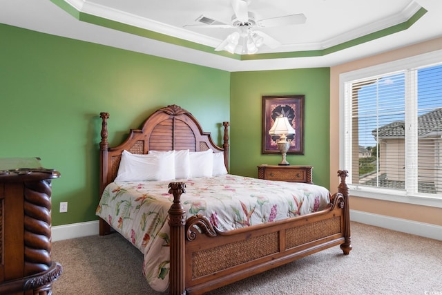 2180 Waterview Dr Unit 632, North Myrtle Beach, SC 29582 - bedroom featuring ornamental molding, a tray ceiling, and carpet