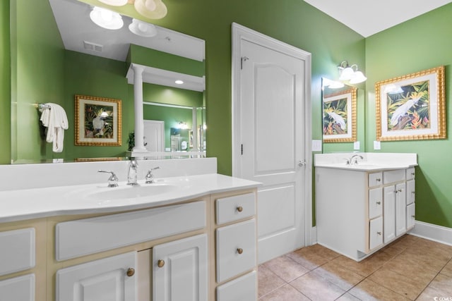 2180 Waterview Dr Unit 632, North Myrtle Beach, SC 29582 - full bathroom featuring ornate columns, a sink, visible vents, and tile patterned floors