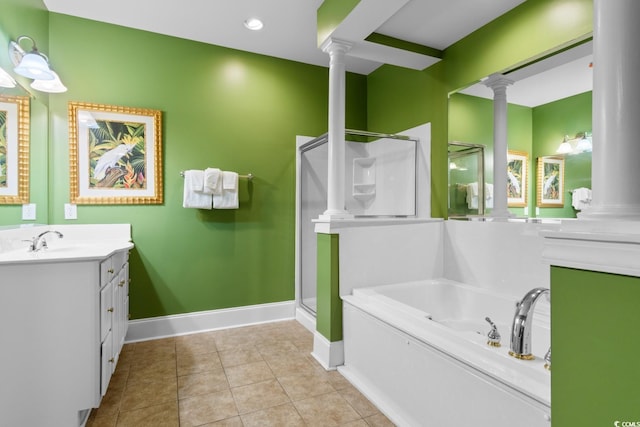 2180 Waterview Dr Unit 632, North Myrtle Beach, SC 29582 - full bath with decorative columns, vanity, and a stall shower