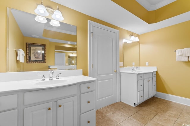 2180 Waterview Dr Unit 632, North Myrtle Beach, SC 29582 - bathroom featuring ornamental molding, baseboards, tile patterned flooring, and vanity