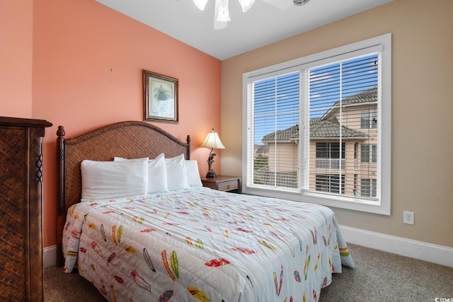2180 Waterview Dr Unit 632, North Myrtle Beach, SC 29582 - bedroom featuring carpet flooring, baseboards, and ceiling fan