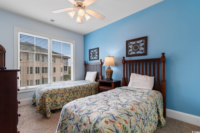 2180 Waterview Dr Unit 632, North Myrtle Beach, SC 29582 - carpeted bedroom featuring visible vents, baseboards, and a ceiling fan