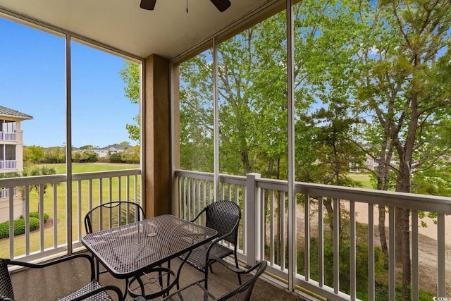 2180 Waterview Dr Unit 632, North Myrtle Beach, SC 29582 - sunroom with outdoor dining space and a ceiling fan