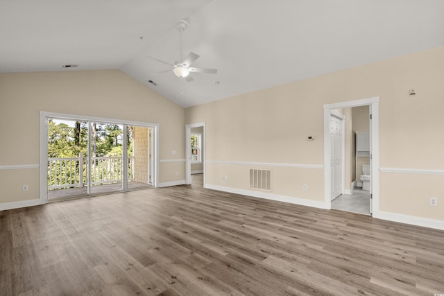 117 S Shore Blvd Unit 301, Longs, SC 29568 - spare room featuring a ceiling fan, wood finished floors, and high vaulted ceiling