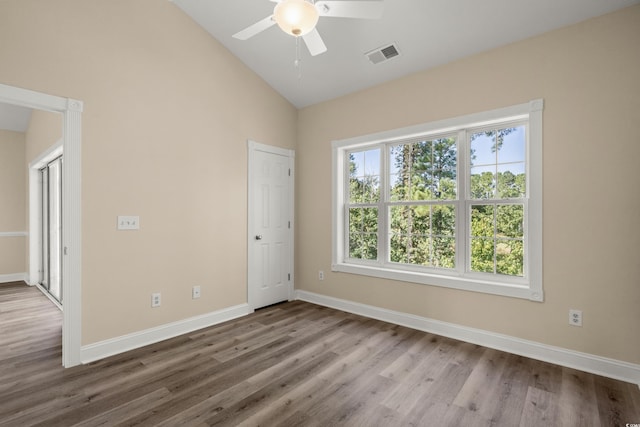 117 S Shore Blvd Unit 301, Longs, SC 29568 - unfurnished room with wood finished floors, a ceiling fan, and high vaulted ceiling