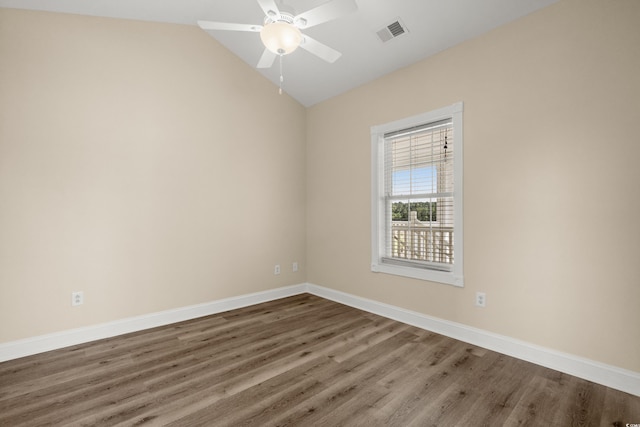 117 S Shore Blvd Unit 301, Longs, SC 29568 - unfurnished room featuring wood finished floors, vaulted ceiling, and ceiling fan