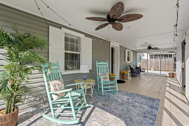 319 Sparrow Dr, Surfside Beach, SC 29575 - view of patio with ceiling fan and fence