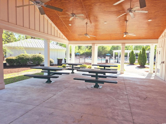897 Wild Leaf Loop, Conway, SC 29526 - view of patio featuring a ceiling fan and a swimming pool