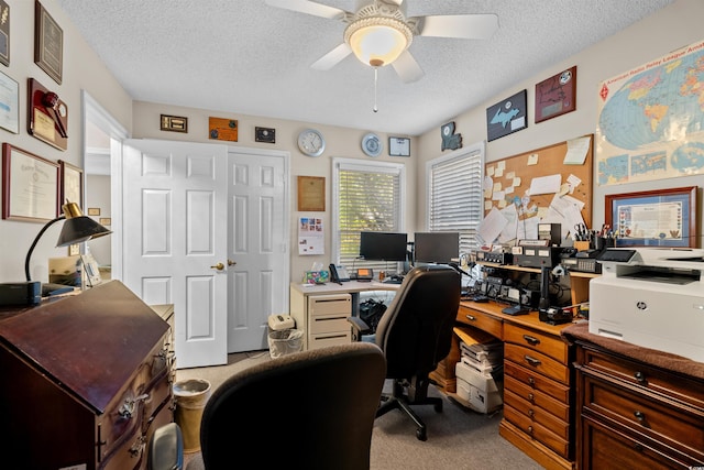 111 Cedar Ridge Ln, Conway, SC 29526 - office with ceiling fan, a textured ceiling, and light carpet